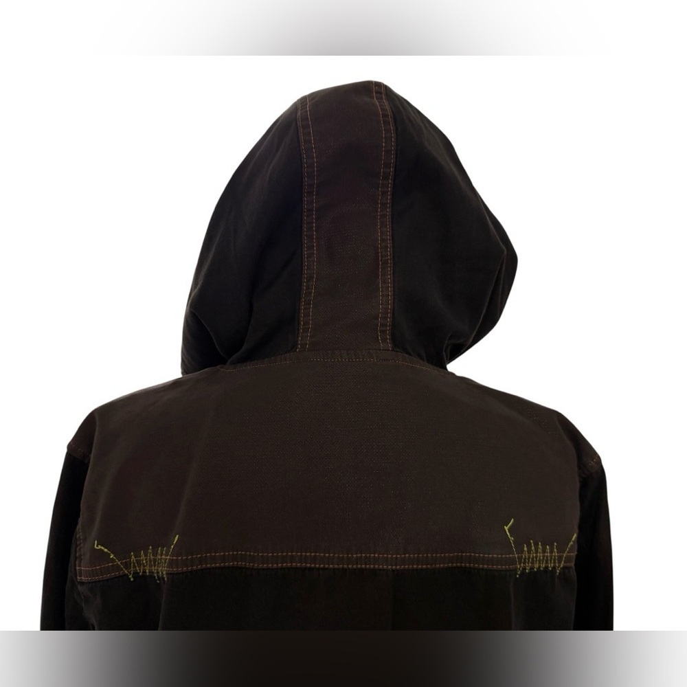 VINTAGE SABEIDO JEANS  COTTON HOODED JACKET WOMEN’S MEDIUM BROWN UTILITY Y2K - Picture 9 of 15